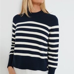 NWT Tuckernuck Cropped Bexley Sweater, Navy and Ivory Striped